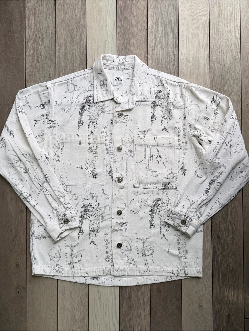 Zara White Printed Lightweight Overskirt
